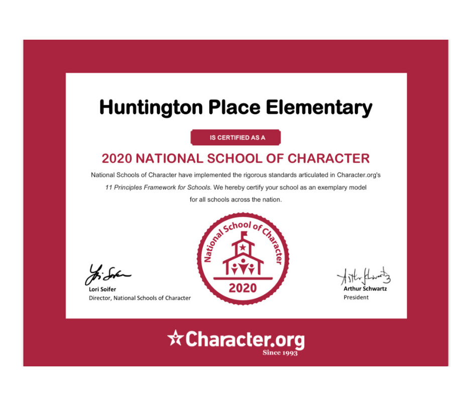 certificate for HPES for National School of Character certificate for HPES for National School of Character